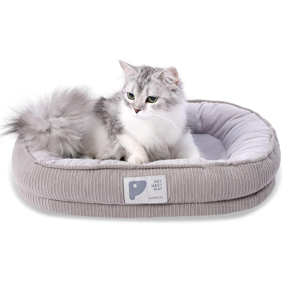 Soft Calming Cat Bed , Washable Cover , Anti-Slip Bottom