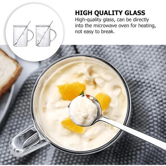 Sterrenhemel lichtgevende creatieve heldere glazen beker 450 ml met deksel en lepel