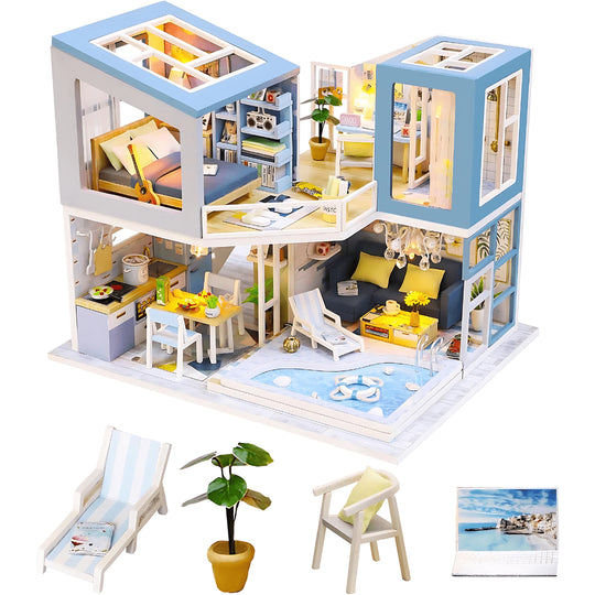 DIY Miniatuur Meubels Houten Huis Met LED-licht