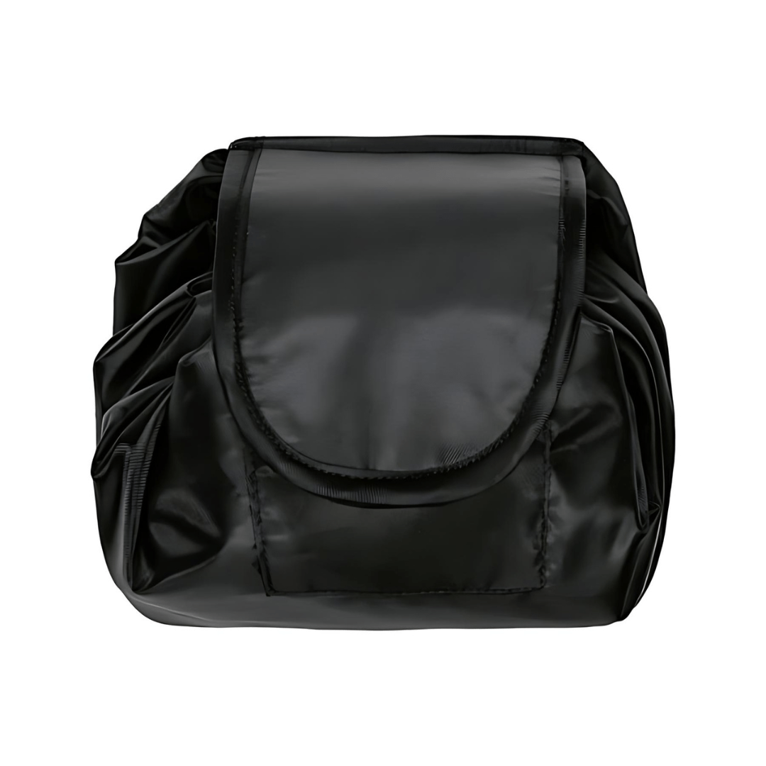 Black TOPMOVE German-made foldable makeup bag with drawstring.