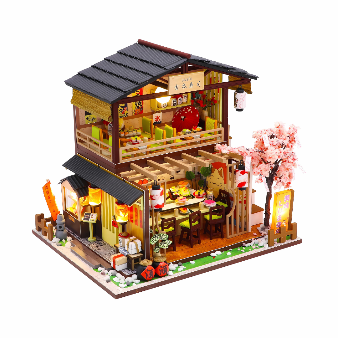 DIY Japanese Style Miniature Sushi House Kit With Led Light