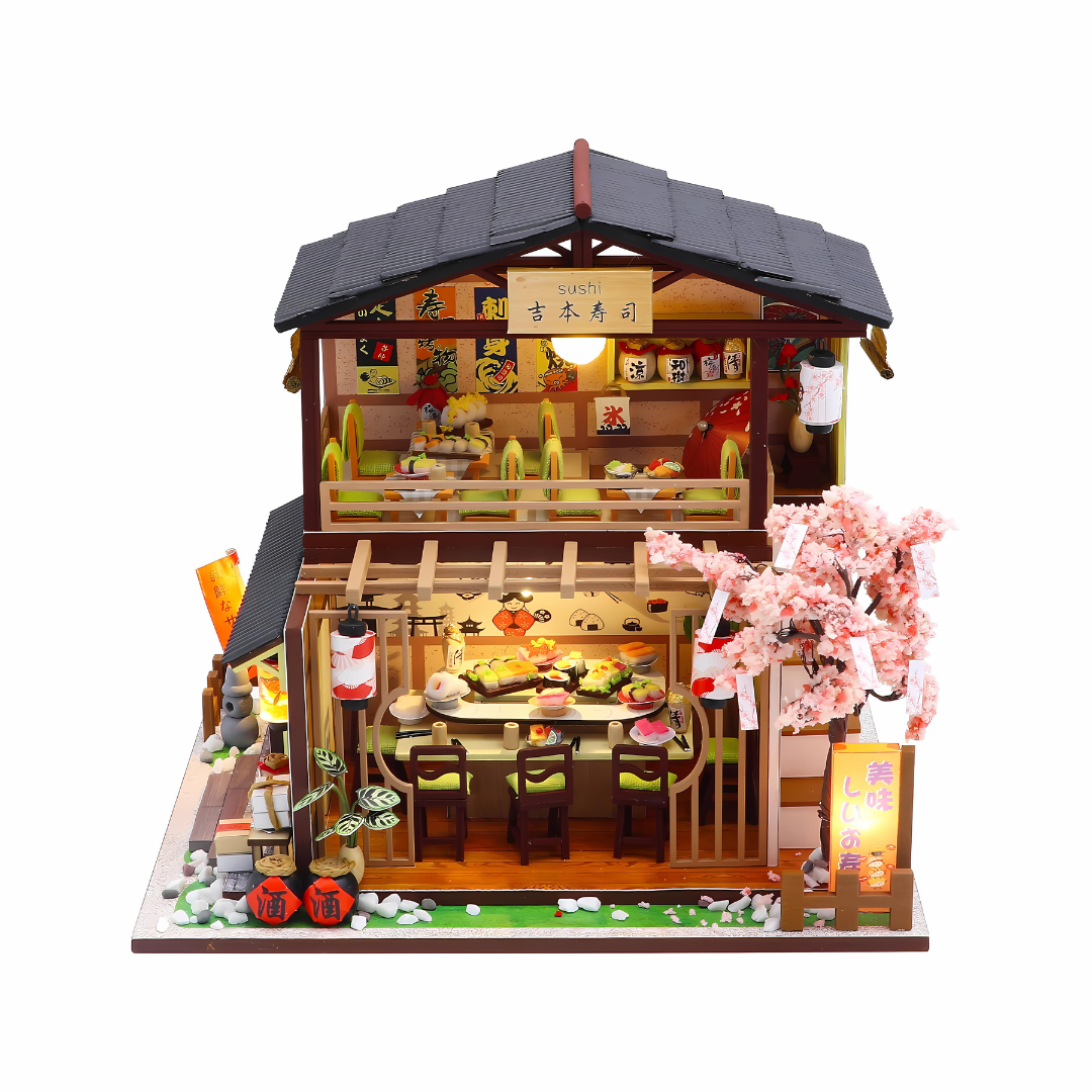 DIY Japanese Style Miniature Sushi House Kit With Led Light