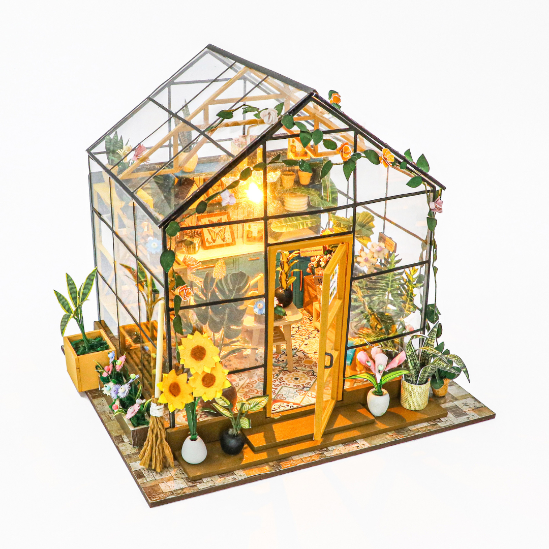 DIY Miniature Sunshine Beautiful Flower House With Led Light