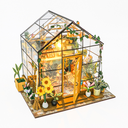 DIY Miniature Sunshine Beautiful Flower House With Led Light