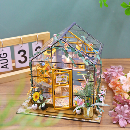 DIY Miniature Sunshine Beautiful Flower House With Led Light