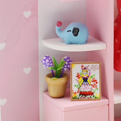 DIY 3D houten miniatuur roze droomprinsessenkamer voor kinderen met led-licht