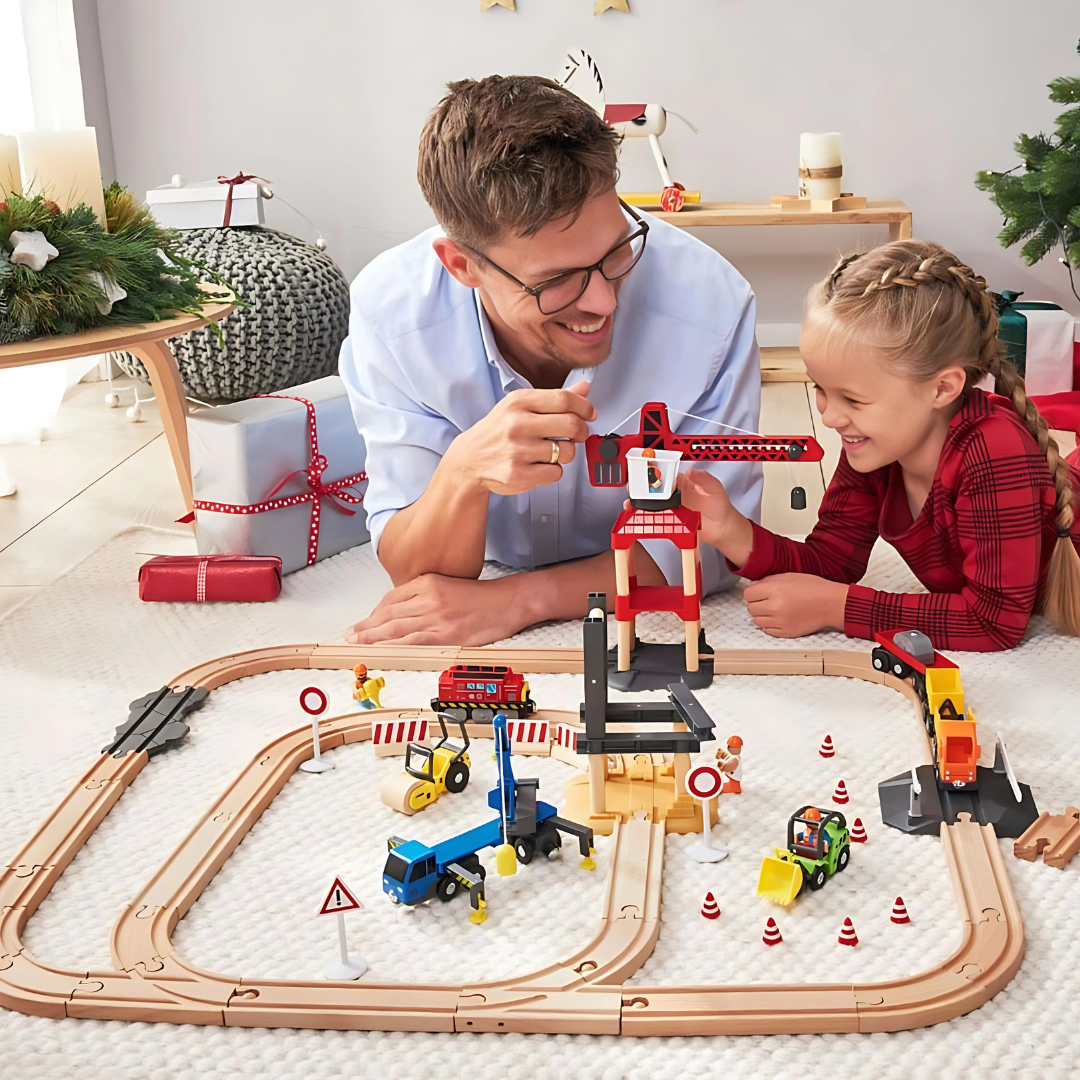 Playtive New Wooden train track set 59 Pieces 2.85m