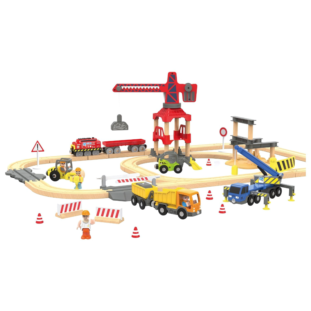 Playtive New Wooden train track set 59 Pieces 2.85m