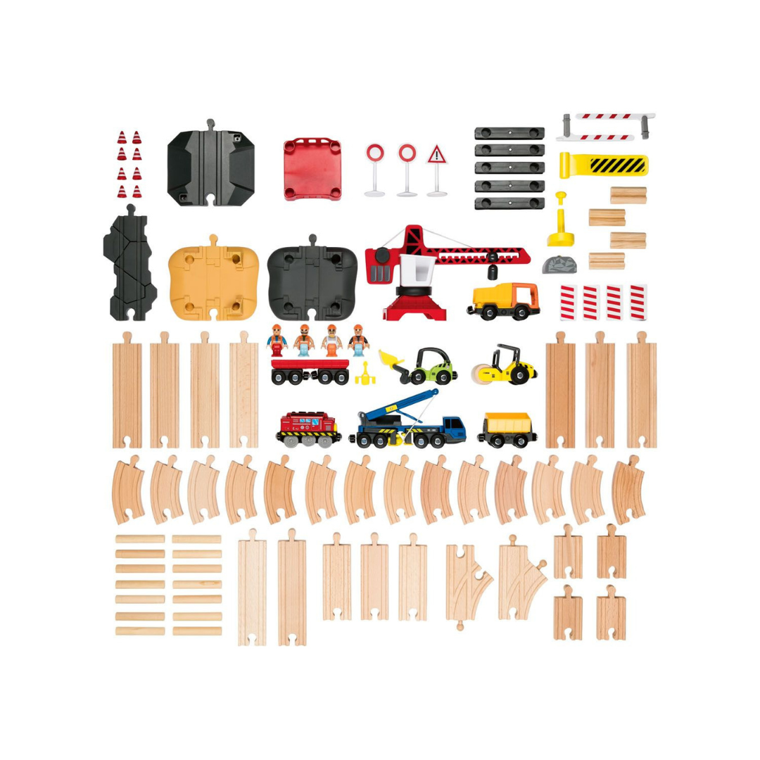 مجموعة مسارات قطار خشبية جديدة من بلايتيف، 59 قطعة، 2.85 متر