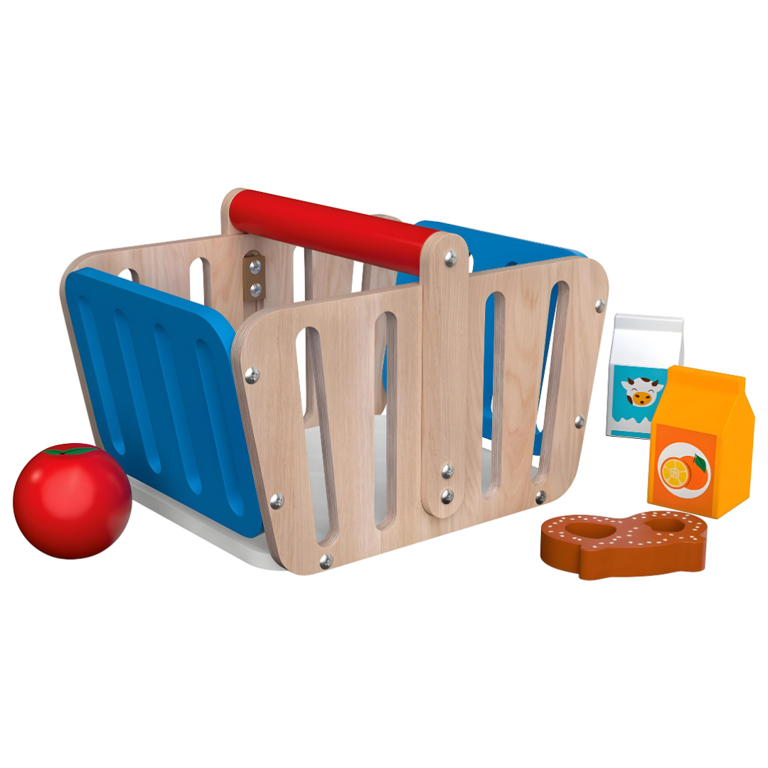 Playtive Wooden Shopping Basket With Accessories