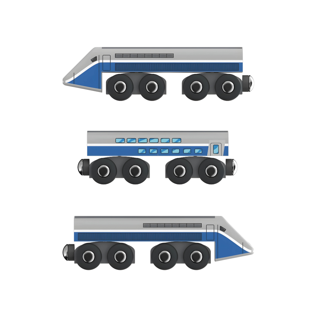 مجموعة قطار خشبي من بلايتيف، 3 قطع