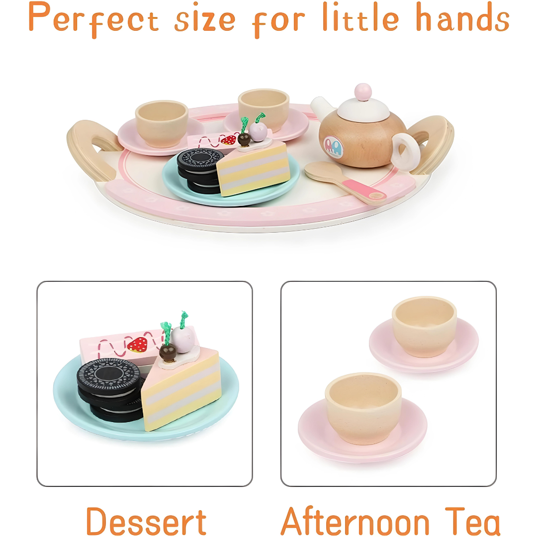 Wooden Tea Party Set for Little Girls