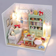 DIY wooden family hall dollhouse kit with LED light – perfect for home décor and gifts in Beirut, Lebanon