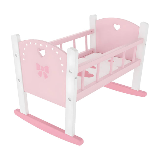 Speelse houten schommelpoppenwieg