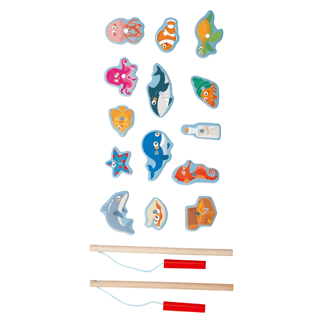 Playtive Wooden Magnetic Fishing Game set with rods and sea animals – Beirut Lebanon