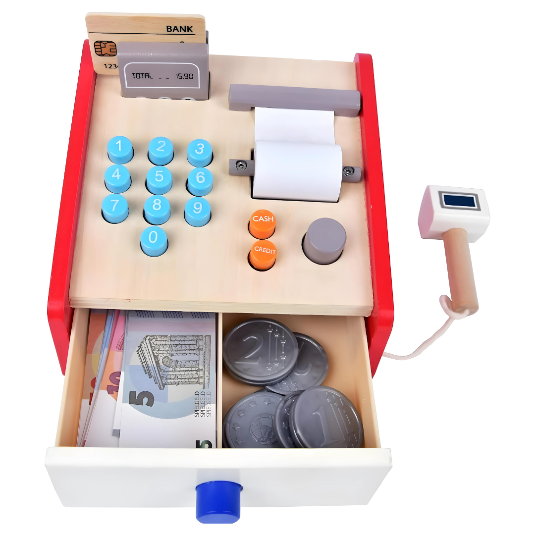 Wooden Cash Register For Kids 3 Years +