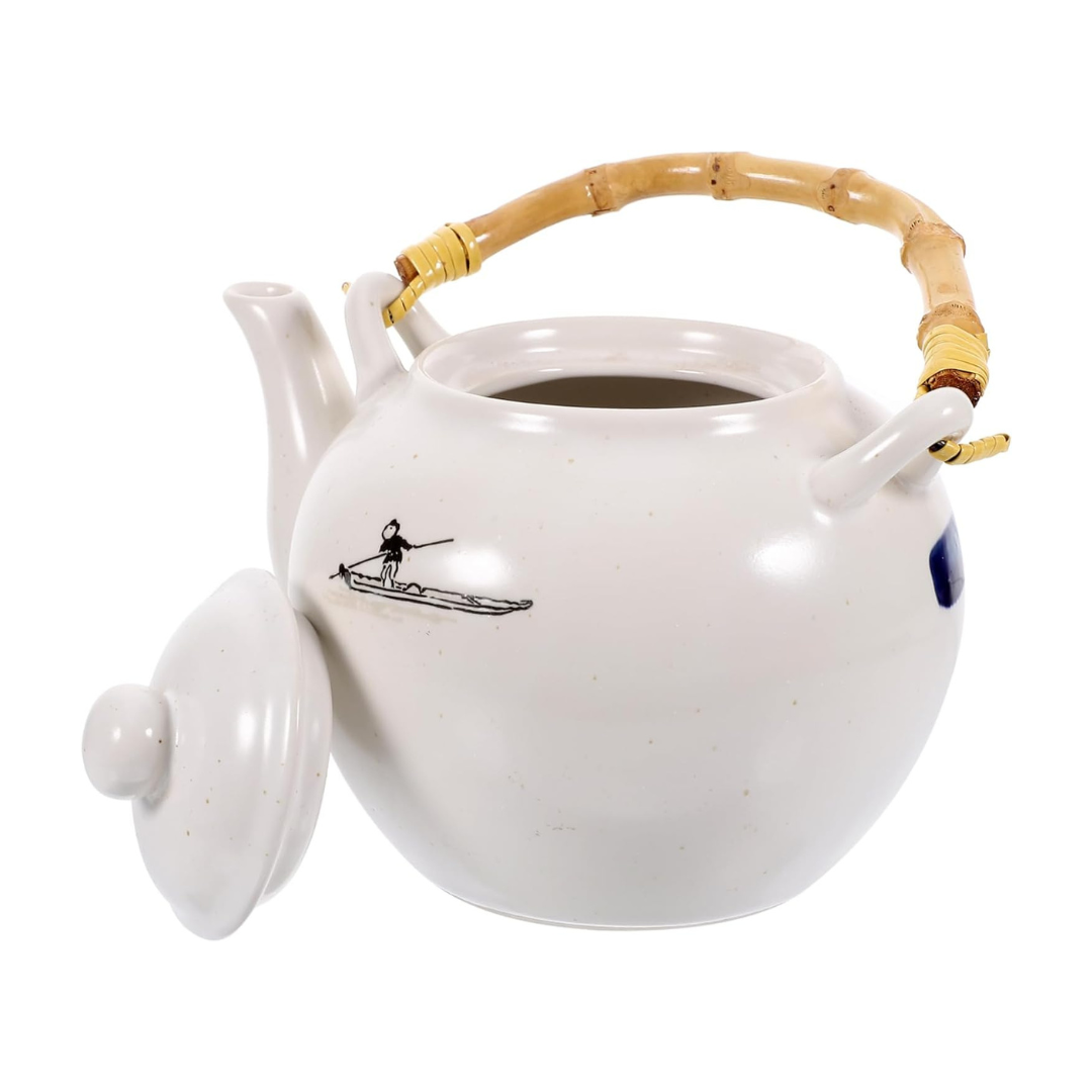 Ceramic Tea Pot Set 800ML White & Blue