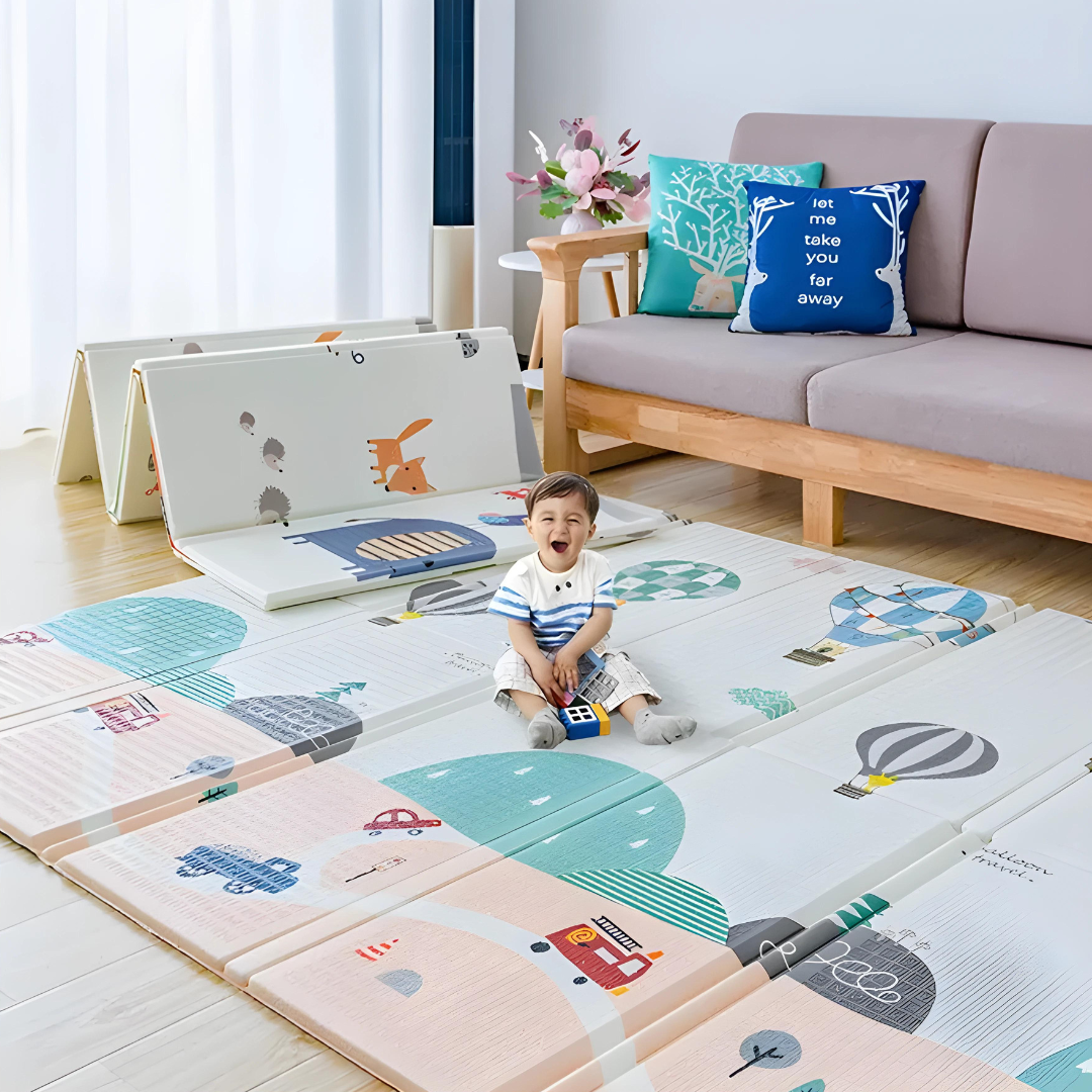 Xpe Foldable Mat with Bag - Large & Thick Reversible Folding Floor Mat for Babies