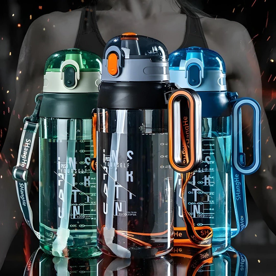 1600ml water bottle with strap, time marker, and safety lock – perfect for gym, hiking, travel, and daily use in Beirut Lebanon
