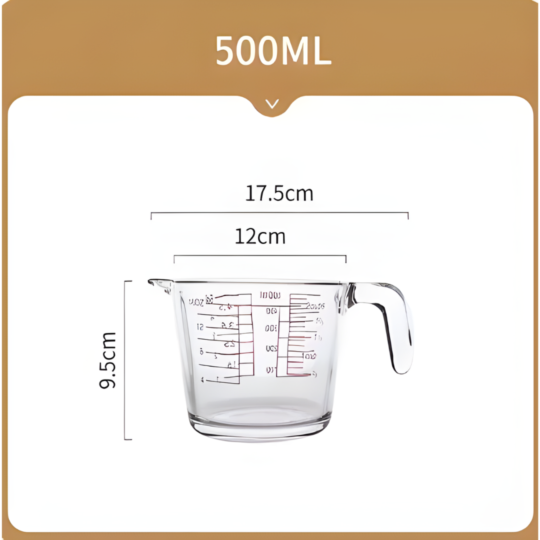 500ml Mouth-Blown High Borosilicate Glass Measuring Cup with Handle