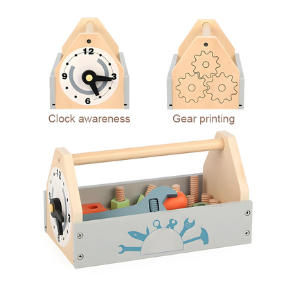 Kids Early Educational Learning Wooden Repair Kit Tool Box Toy