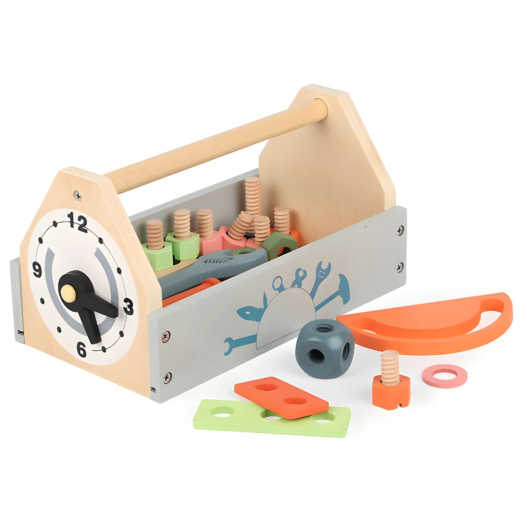 Kids Early Educational Learning Wooden Repair Kit Tool Box Toy