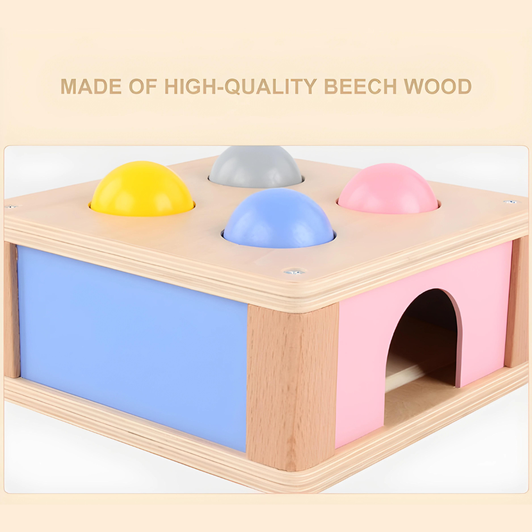 Montessori Pound A Ball Drop Wooden Hammering Toy With 4 Balls For Toddlers 3Y+