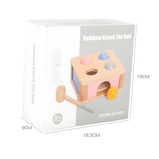 Montessori Pound A Ball Drop Wooden Hammering Toy With 4 Balls For Toddlers 3Y+