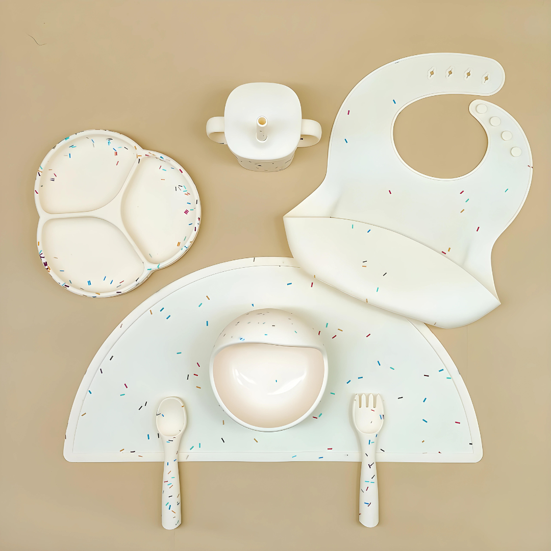 Dotted Vanilla Super Premium Silicone Feeding Set 6-in-1