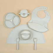 Simple Warm Gray Super Premium Silicone Feeding Set 6-in-1