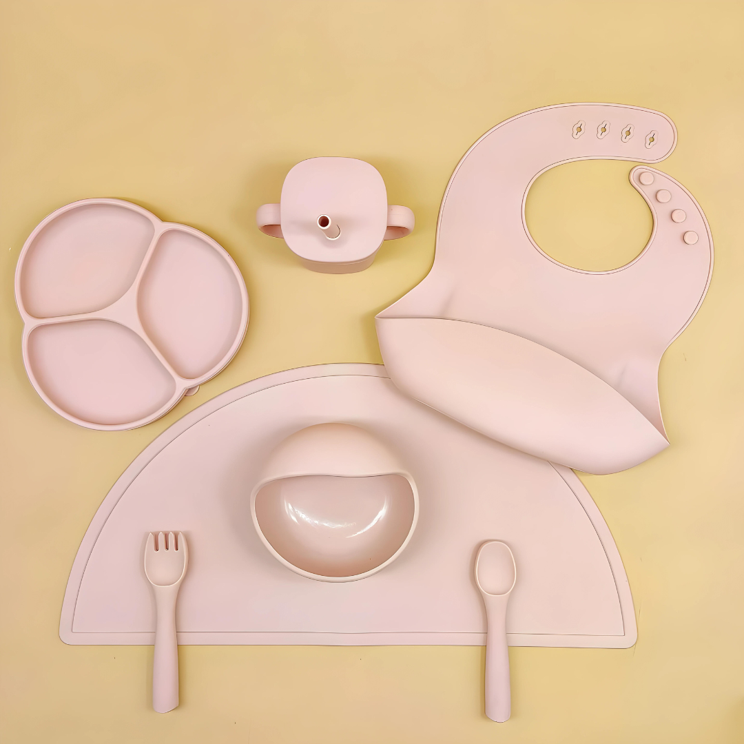 Ash Pink Super Premium Silicone Feeding Set 6-in-1