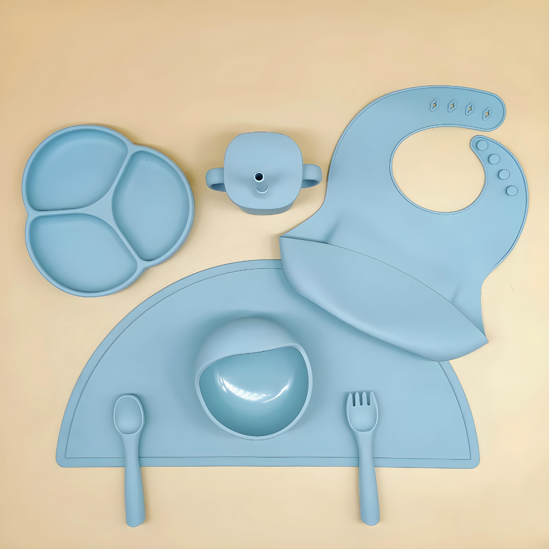 Ash Blue Super Premium Silicone Feeding Set 6-in-1