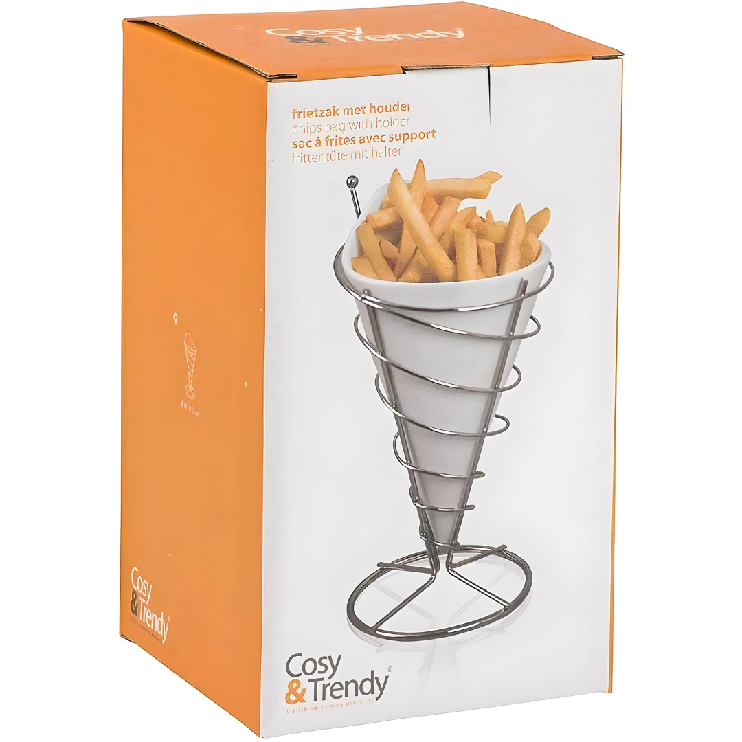 Cozy & Trendy Fries Bag With Holder And Mayo Jar - Ø 12 cm x 23 cm