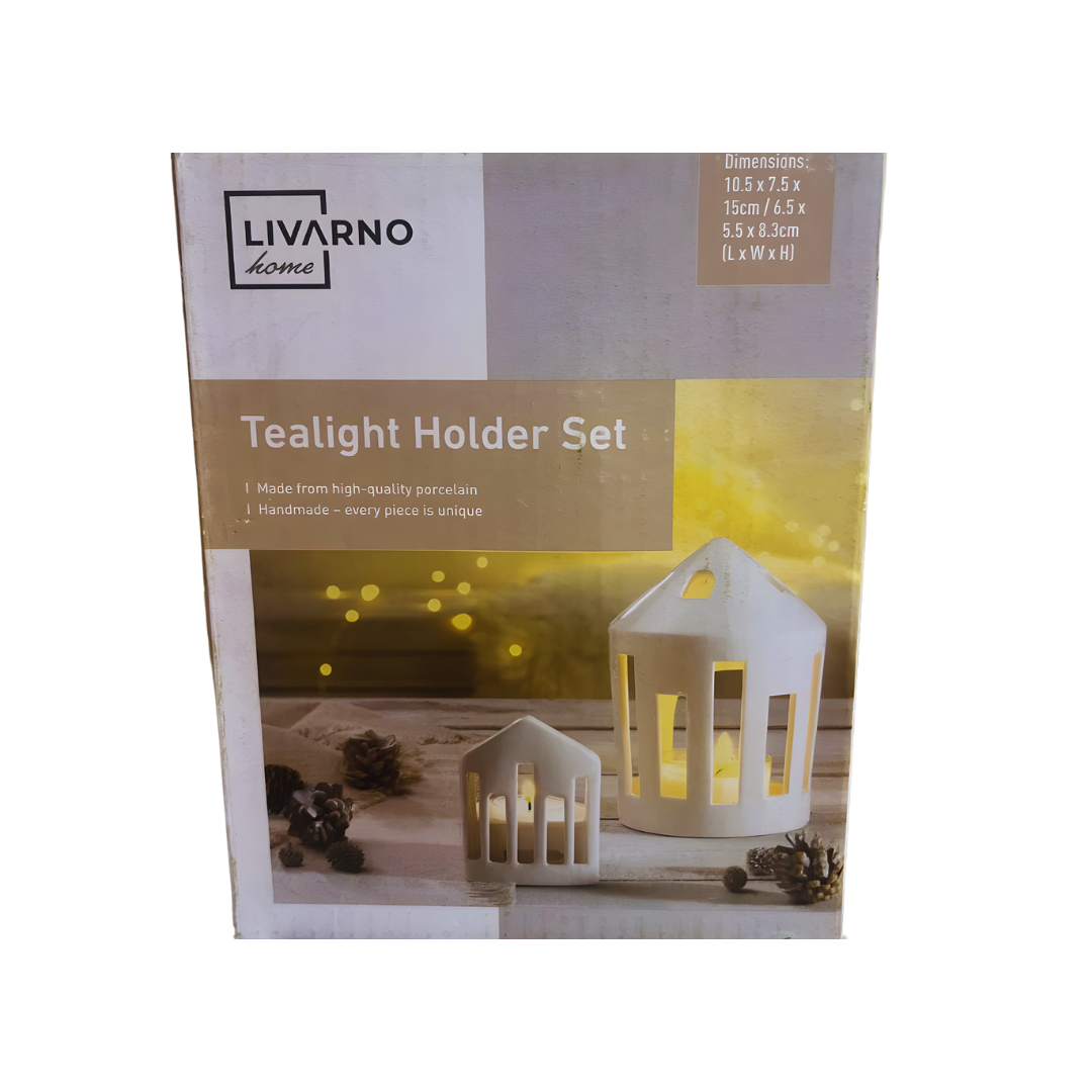 Livarno Home Porcelain Tealight Holder Set