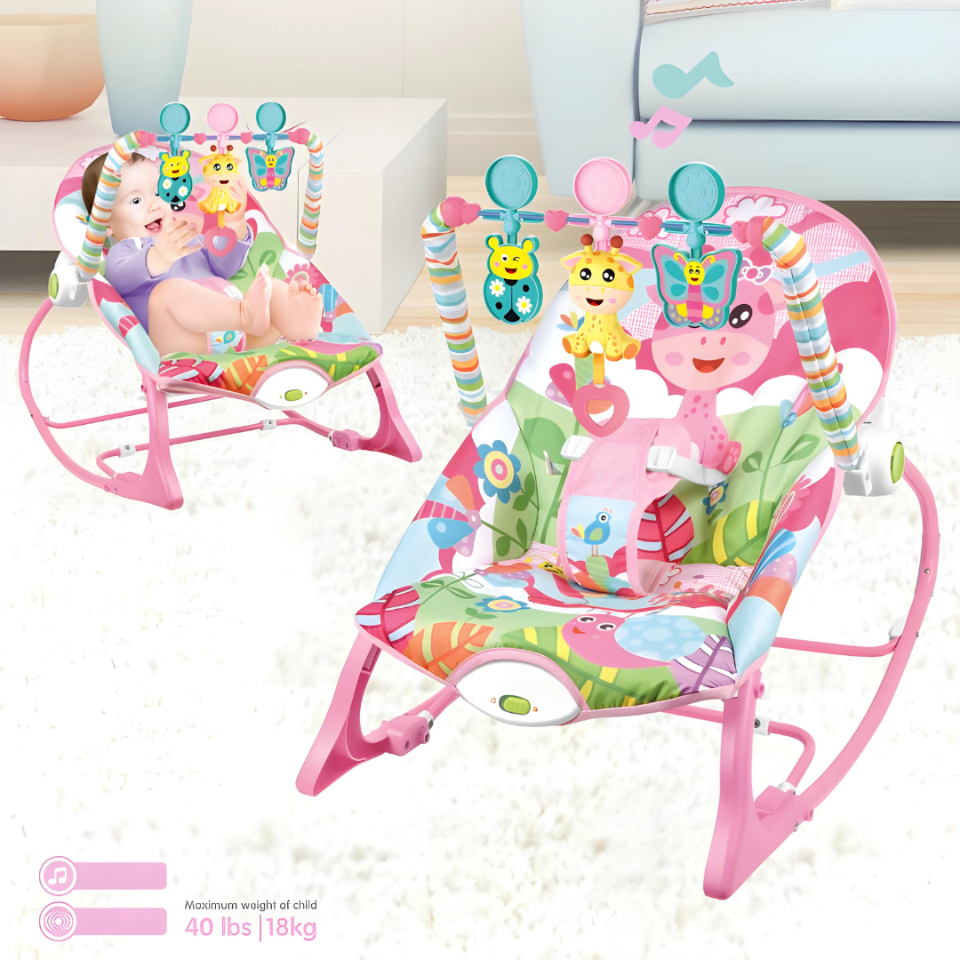 Blue Or Pink Infant To Toddler I-Baby Rocker/Bouncer - Owl Design