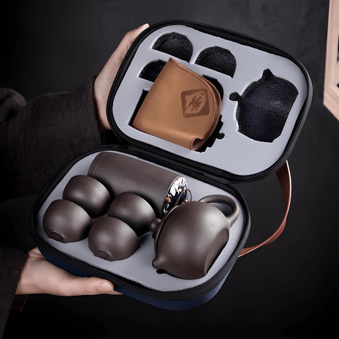 Portable travel tea set with teapot, cups & carrying case – Beirut Lebanon