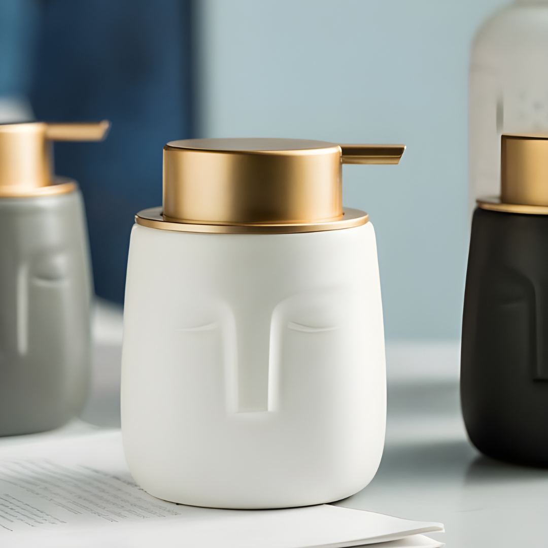 Face Shape Matte Ceramic Hand Soap Dispenser 340ML