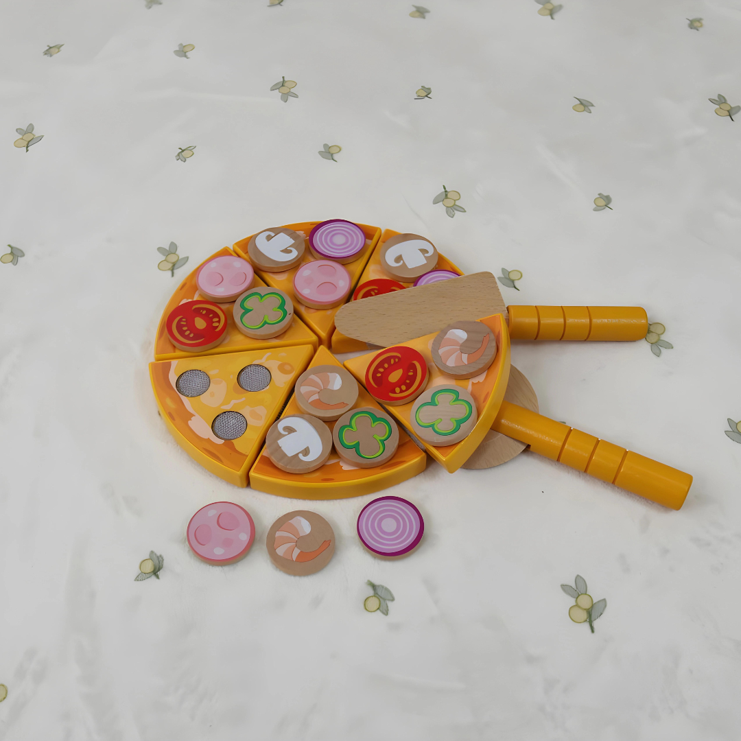 Simulation Wooden Premium Quality Pizza Toy Set 3 Years +