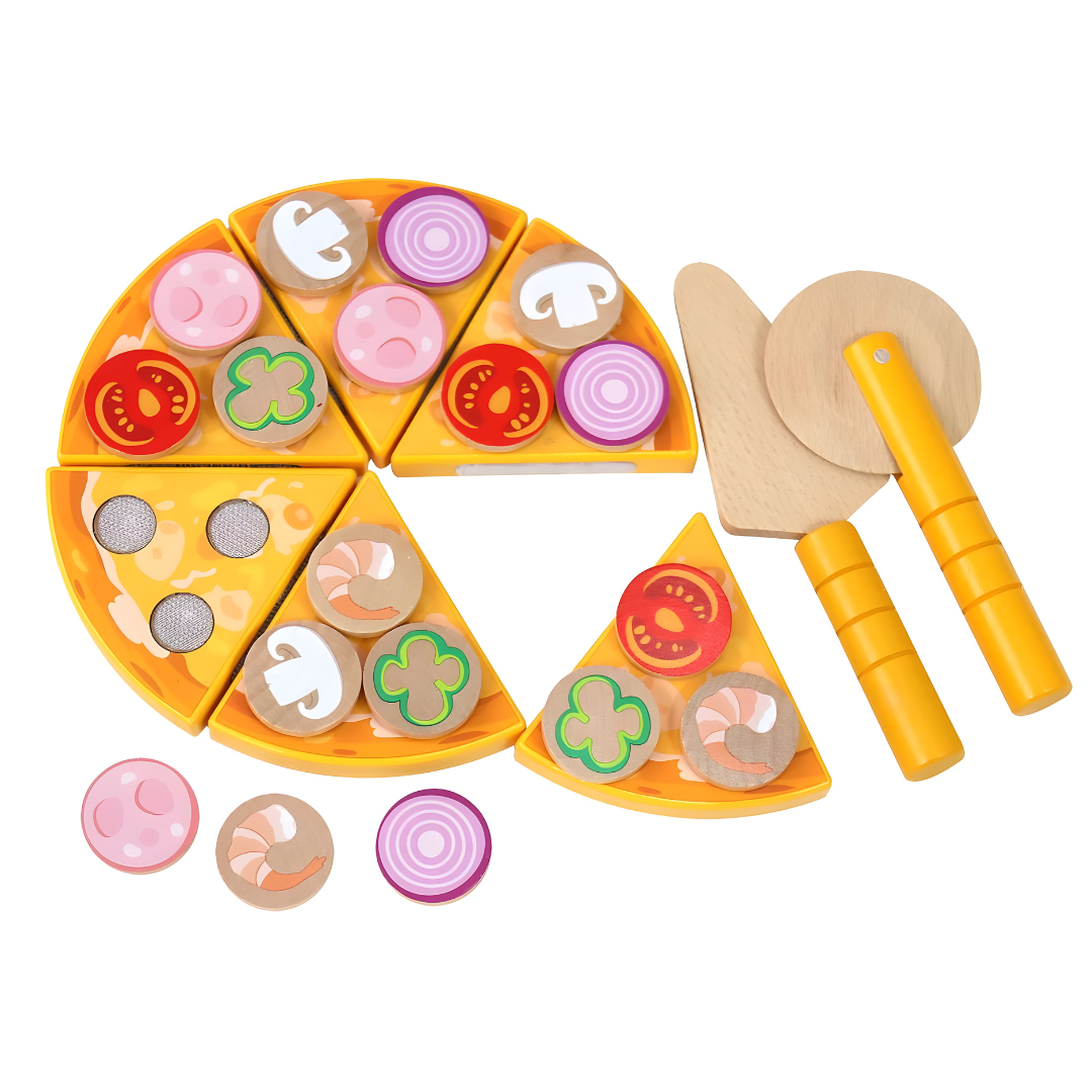 Simulation Wooden Premium Quality Pizza Toy Set 3 Years +