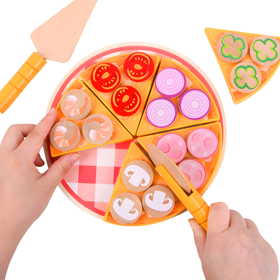 Simulation Wooden Premium Quality Pizza Toy Set 3 Years +