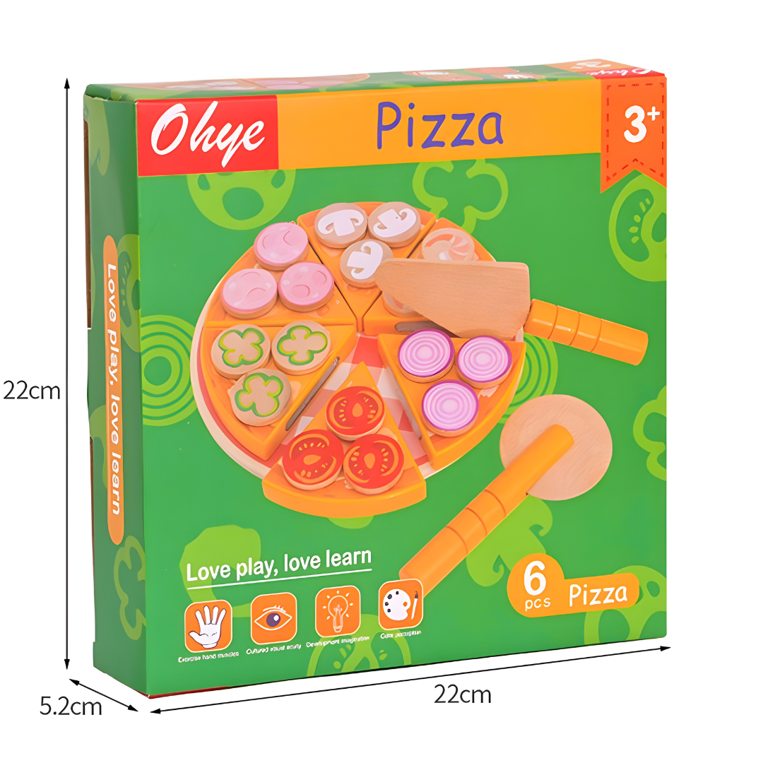 Simulation Wooden Premium Quality Pizza Toy Set 3 Years +