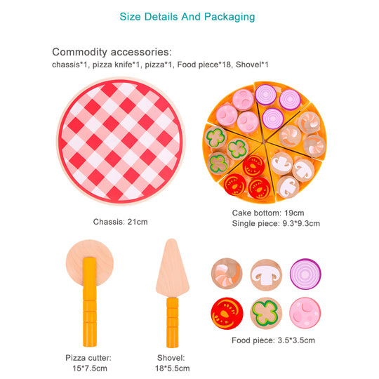 Simulatie houten premium kwaliteit pizza speelgoedset 3 jaar +