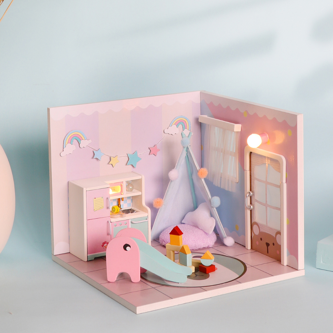 DIY Sweet Dream Bedroom Miniature Dollhouse With Furniture And Led Light