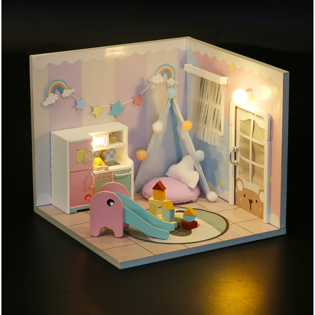 DIY Sweet Dream Bedroom Miniature Dollhouse With Furniture And Led Light