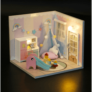 DIY Sweet Dream Bedroom – Miniature Dollhouse with LED & Furniture