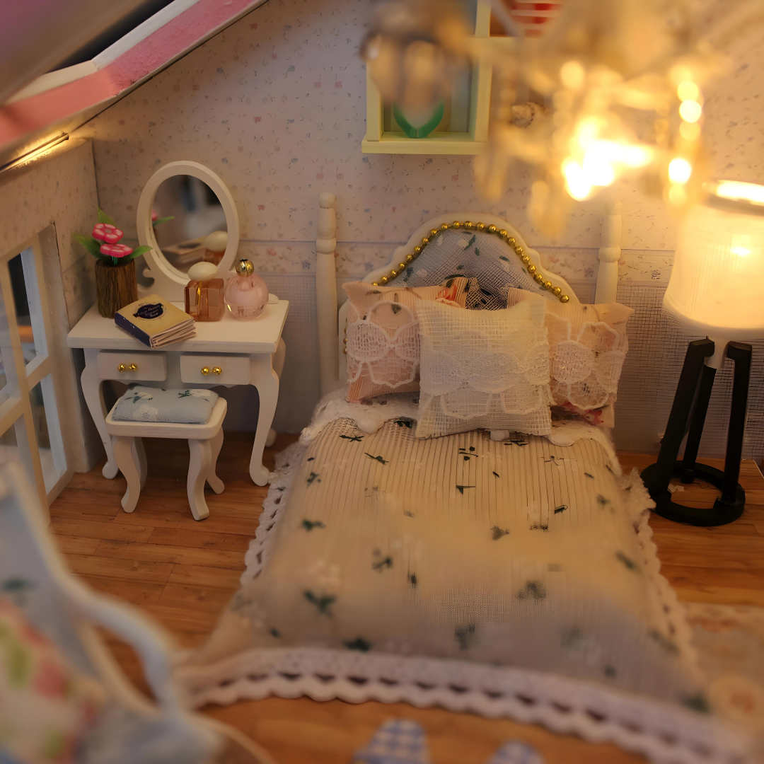 DIY Beautiful Miniature Villa Doll House With Led Light