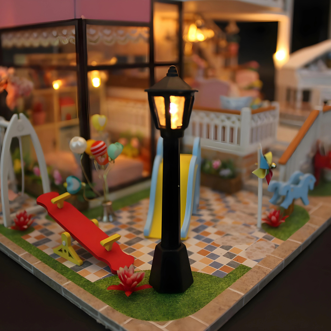 DIY Beautiful Miniature Villa Doll House With Led Light