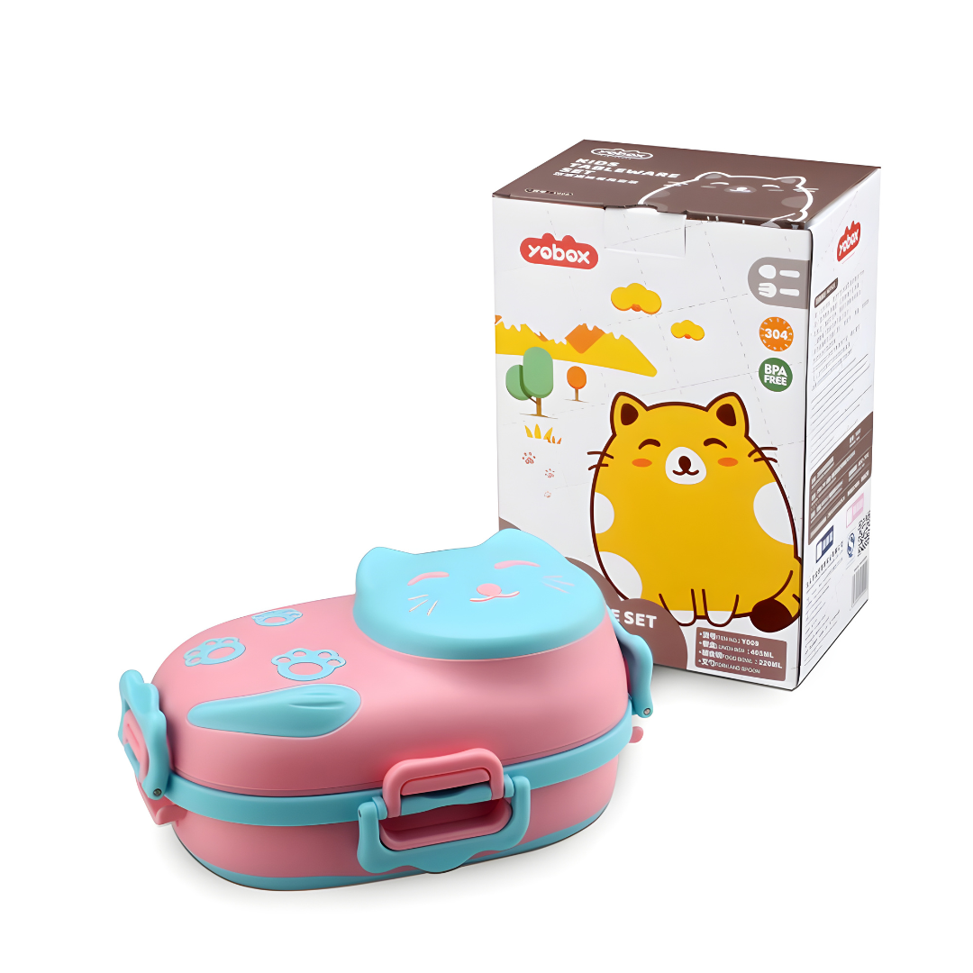 Little Cat Premium Quality BPA-Free 3-Compartment Stainless Steel Baby Feeding Bento Box Bowl Set