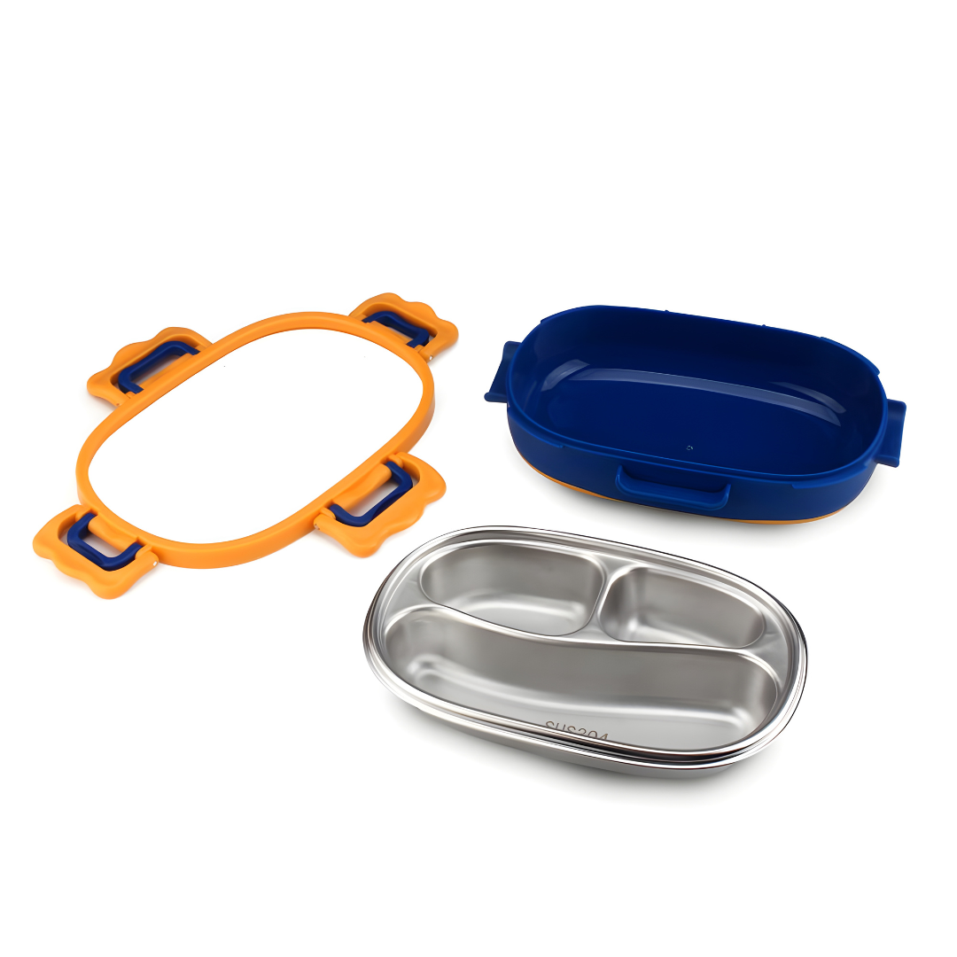 Little Cat Premium Quality BPA-Free 3-Compartment Stainless Steel Baby Feeding Bento Box Bowl Set