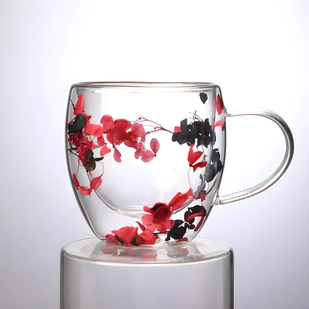 Aesthetic Dried Flower Glass , Double Wall Glass 250ml